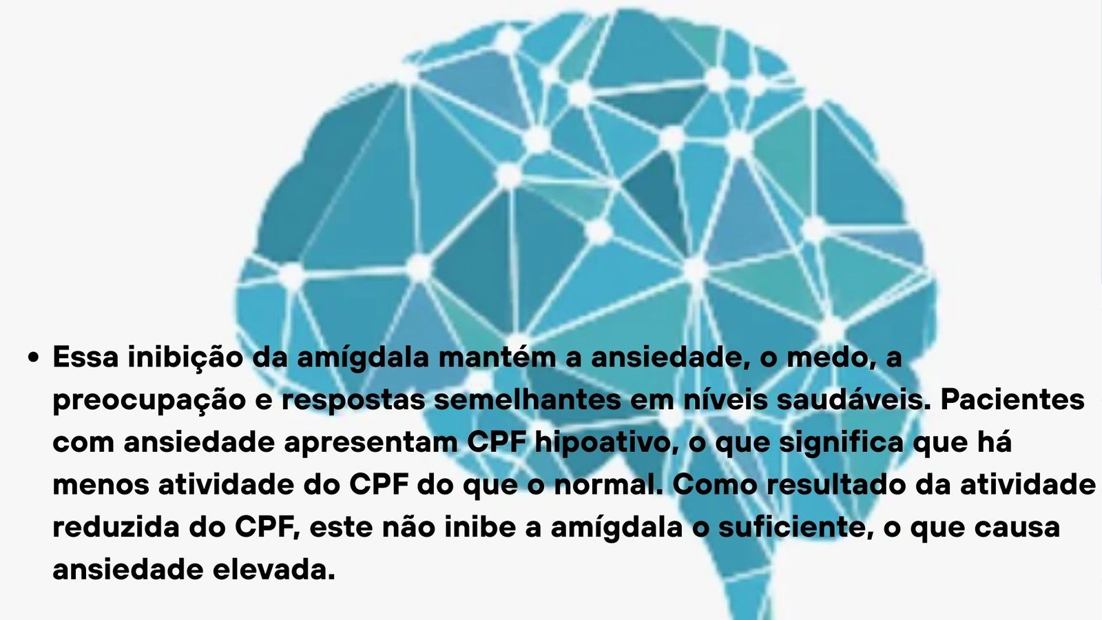 Vamos aprofundar o conteúdo sobre a relação entre ansiedade, medo e o funcionamento cerebral, com foco especial no córtex pré-frontal (CPF) e na amígdala.